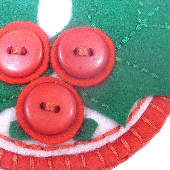Christmas Holly Felt Brooch Pin