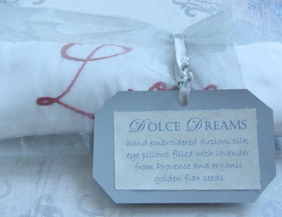 Gift for Her Lavender and Flaxseed Eye Pillow with Hand Embroidery