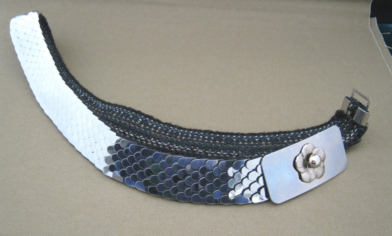 Vintage Silver Metal Snake Stretch Belt