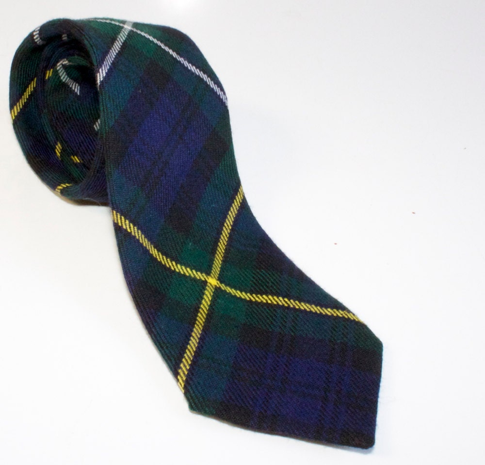 Vintage Skinny Scottish Plaid Wool Tie