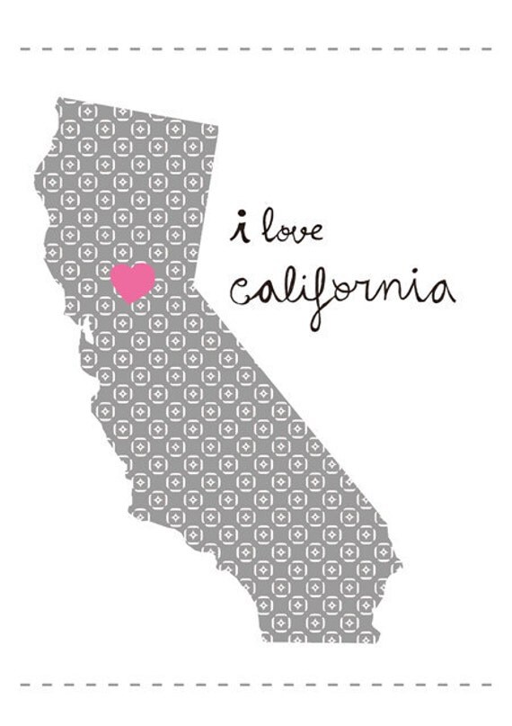 California Map Illustration size A4 (11,8x8,3 inches)