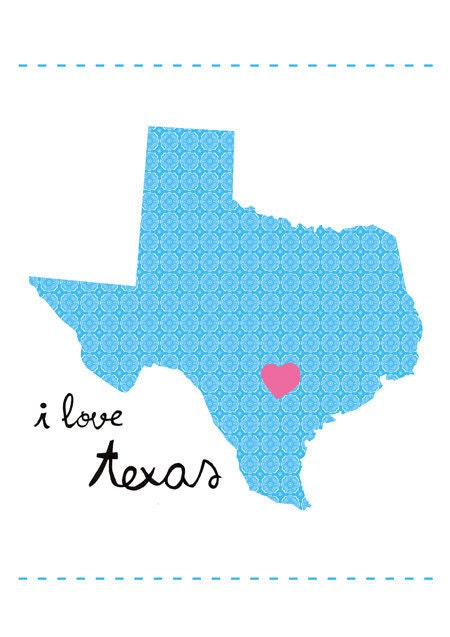 Texas Map Illustration size A4 (11,8x8,3 inches)