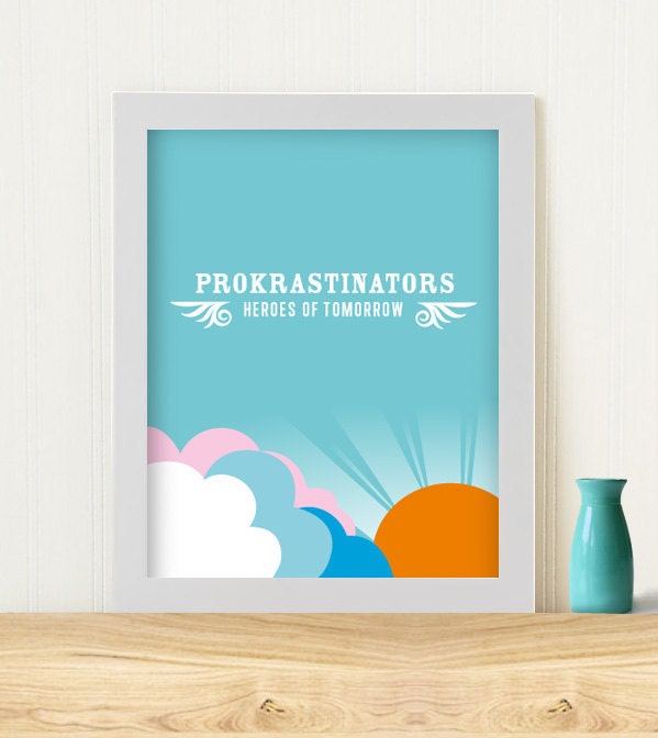 Original Art Print "'Procrastinators" on blue