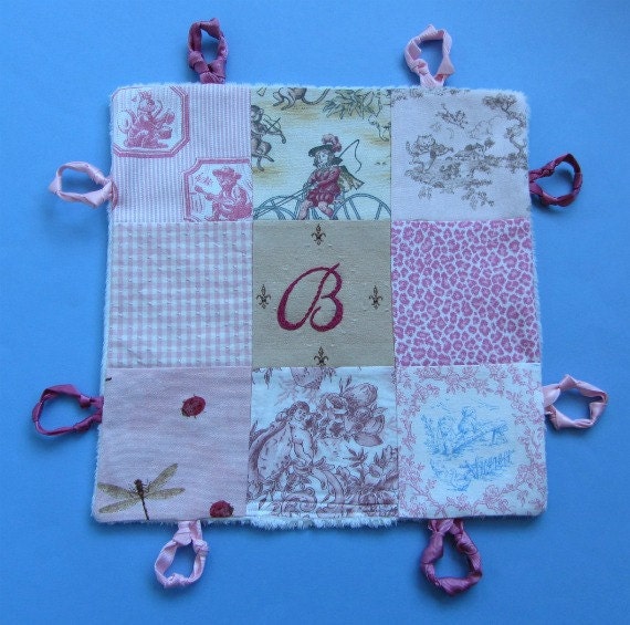 Baby Lovey Personalized with Custom Hand Embroidery and  Knotties by Dolce Dreams