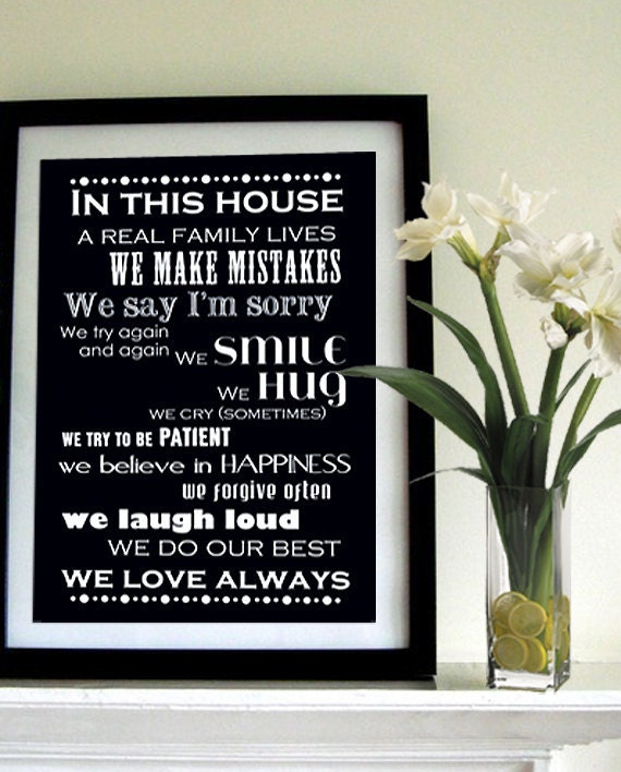 Family Rules In This House We... 11x14 Inspirational Quote Art Print
