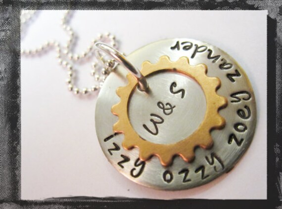 Steampunk Necklace - Personalized Jewelry - Family Charm