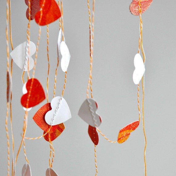 Tiny Hearts Paper Garland Orange