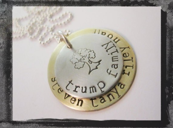 Hand Stamped Necklace - Personalized Jewelry - Family Tree Pendant