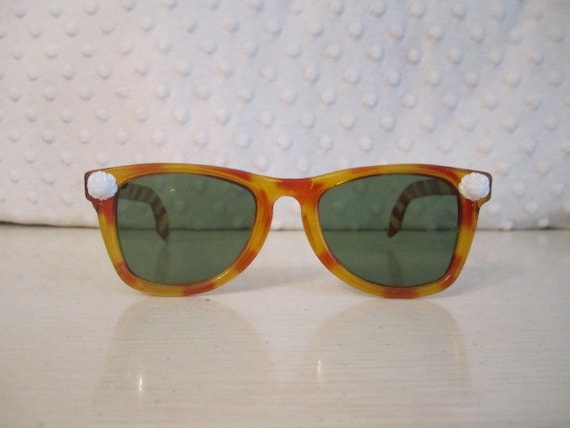 Vintage 1950s Tiger Stripe Tortoise Wayfarer Style Sunglasses