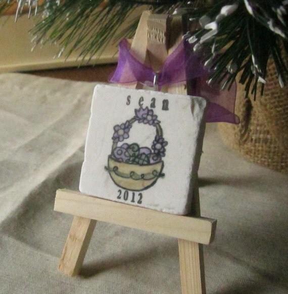 Personalized Easter Basket Ornament, Purple, including Gift Box