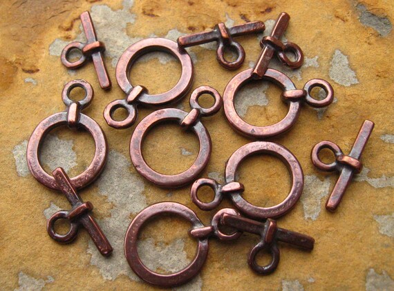 Greek Simple Bronze Toggle Clasp 18mm - 4 sets