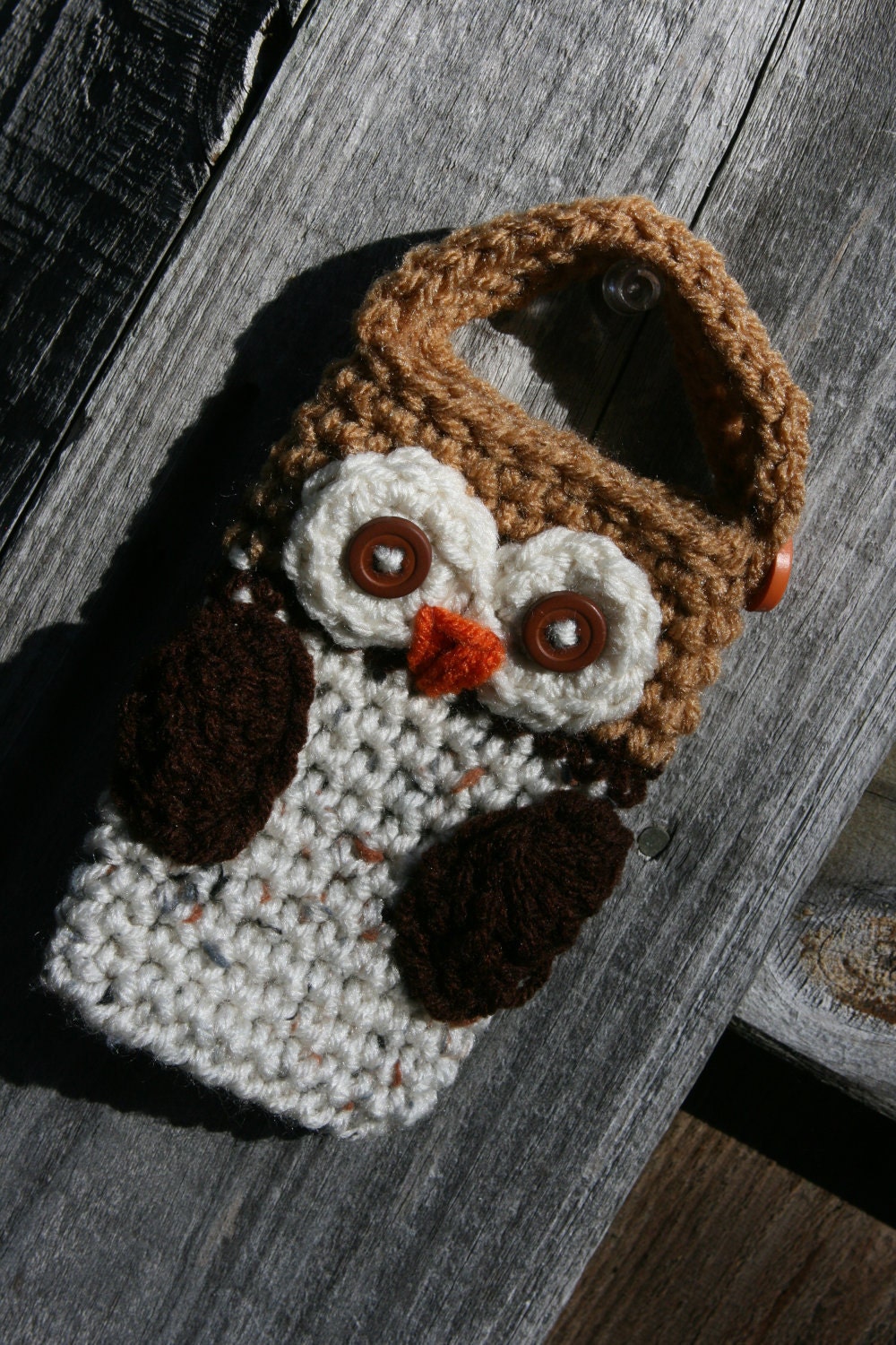 Owl Cell phone camera crochet holder case cozy cover Custom You choose the colors