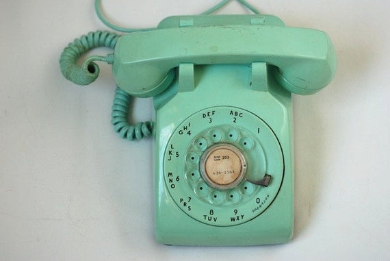 Sea Foam Vintage Rotary Dial Phone, Vintage Valentines Day Gift For Him, Girlfriend Valentines Present, Miami Blue Rotary Phone