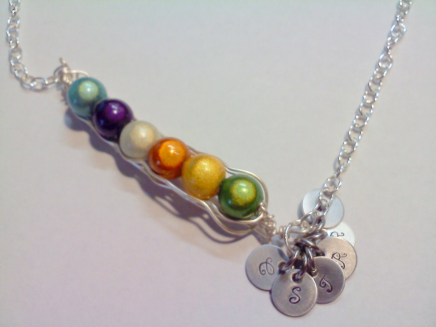 Peas in a Pod Necklace with Initials