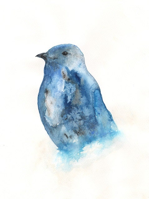 Blue Bird 8x10 Watercolor Print