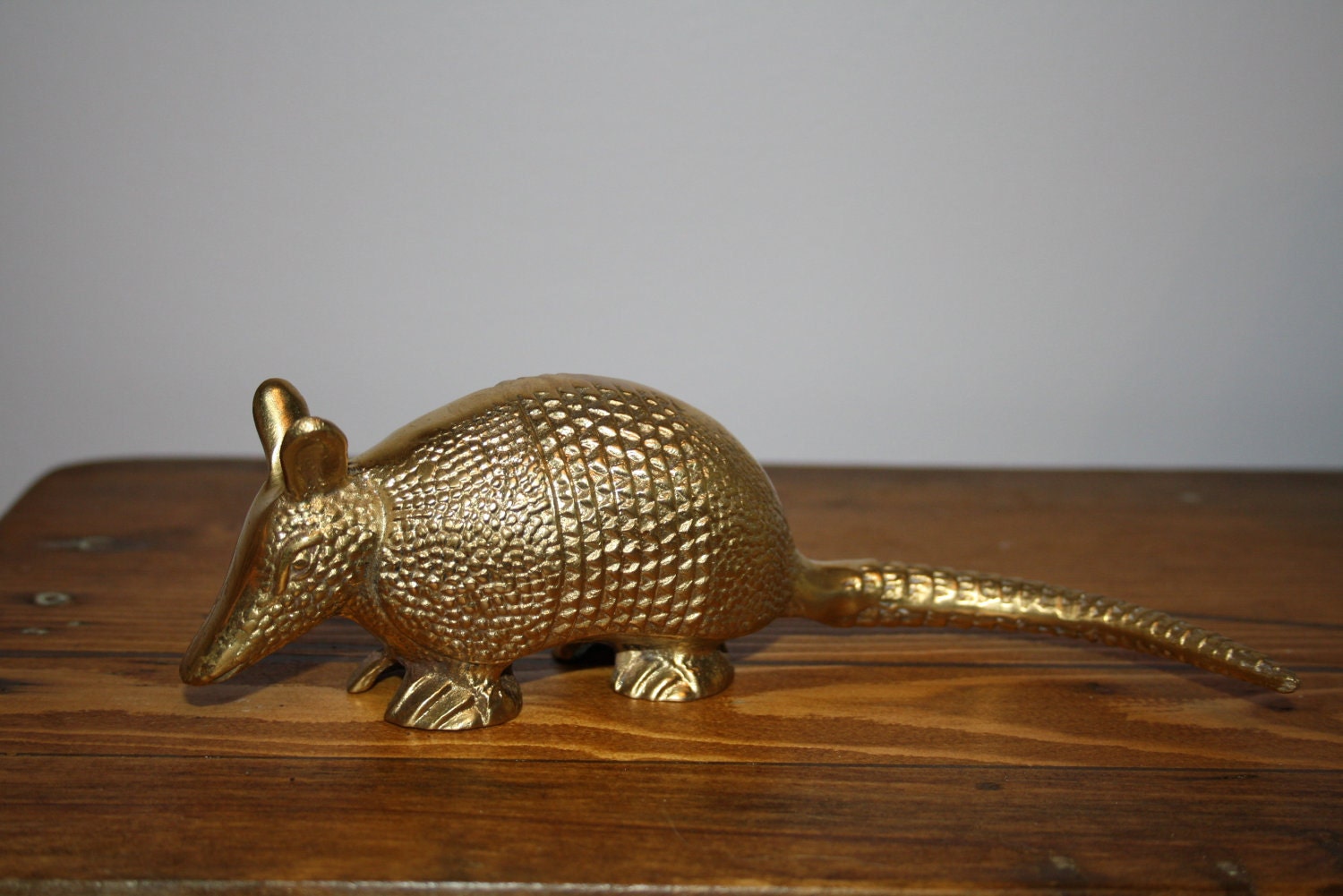 vintage brass armadillo paperweight texas south america animal 60s