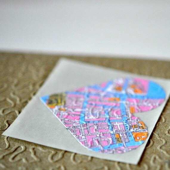 20% SALE Vintage Map LOVE Gift Card Pink Venice