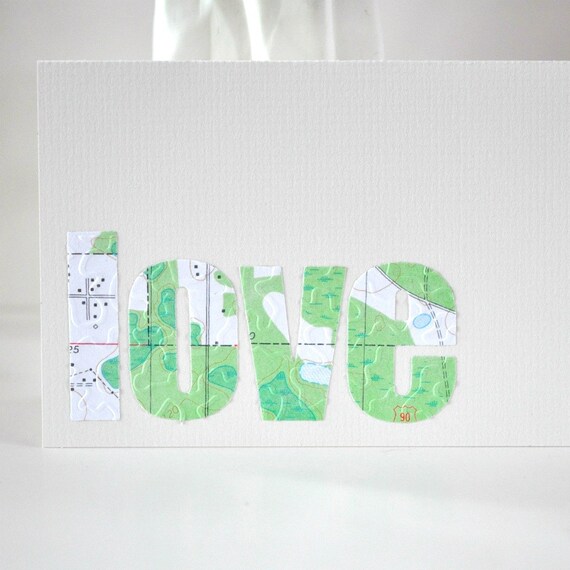 20% SALE Vintage Map LOVE Gift Card Peppermint