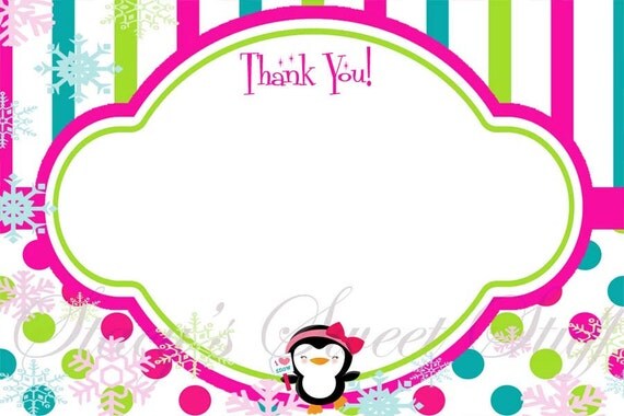 DIY Printable Penguin Invitation, Includes FREE 4x6 Thank you card