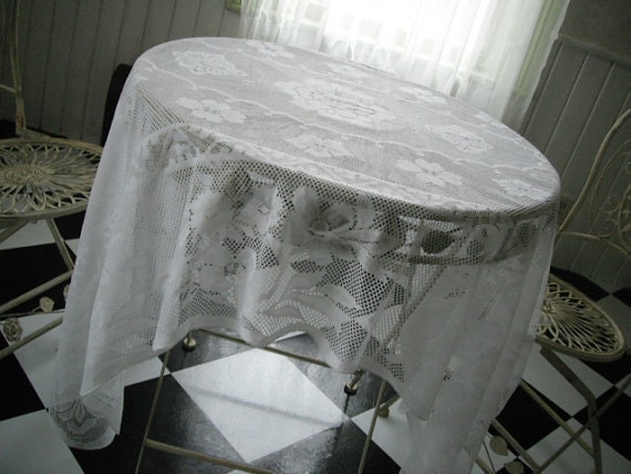 beach house white lace tablecloth shabby chic vintage white tablecloth 