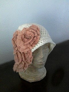 Cloche Style Hat with Cluster of Big Rosettes