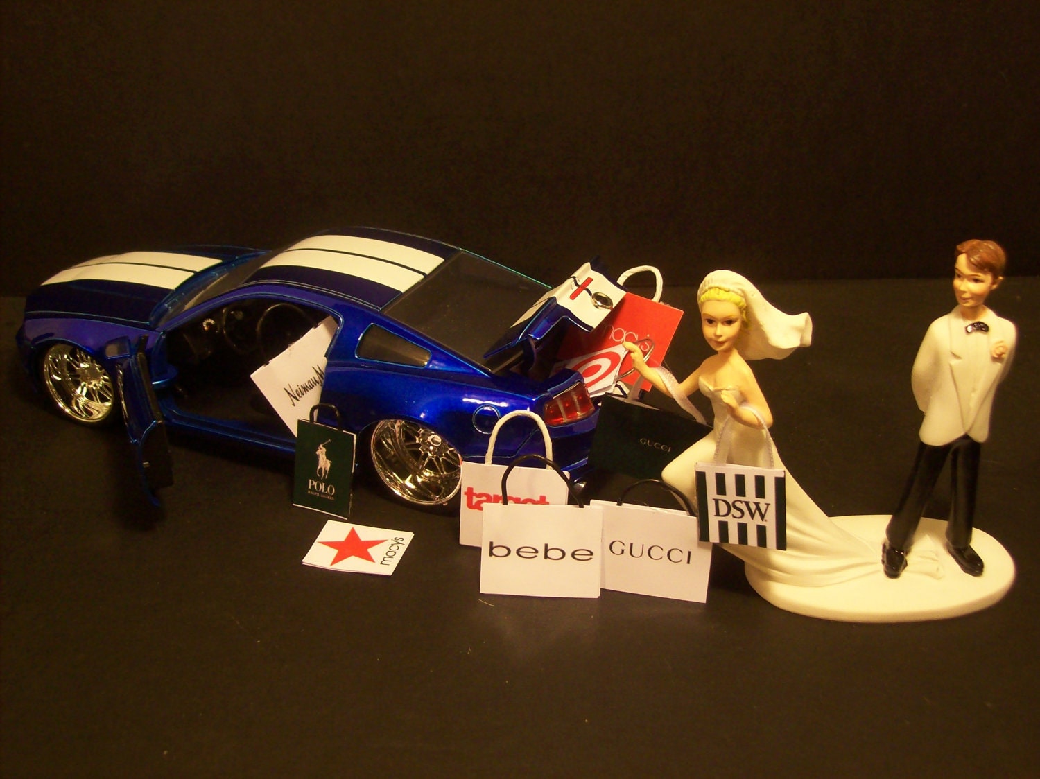 Bride Gone Shopping Funny Wedding Cake Topper Mustang GT From mikeg1968