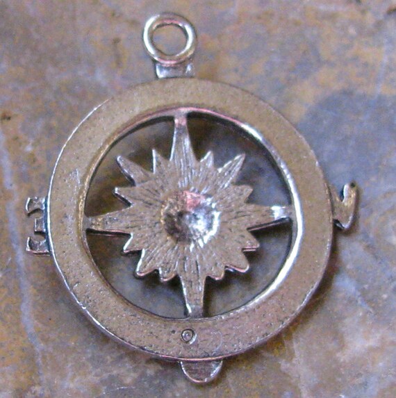 Compass Charms Wind Star Weather Vein Antique Silver 1341 - 3 Pieces