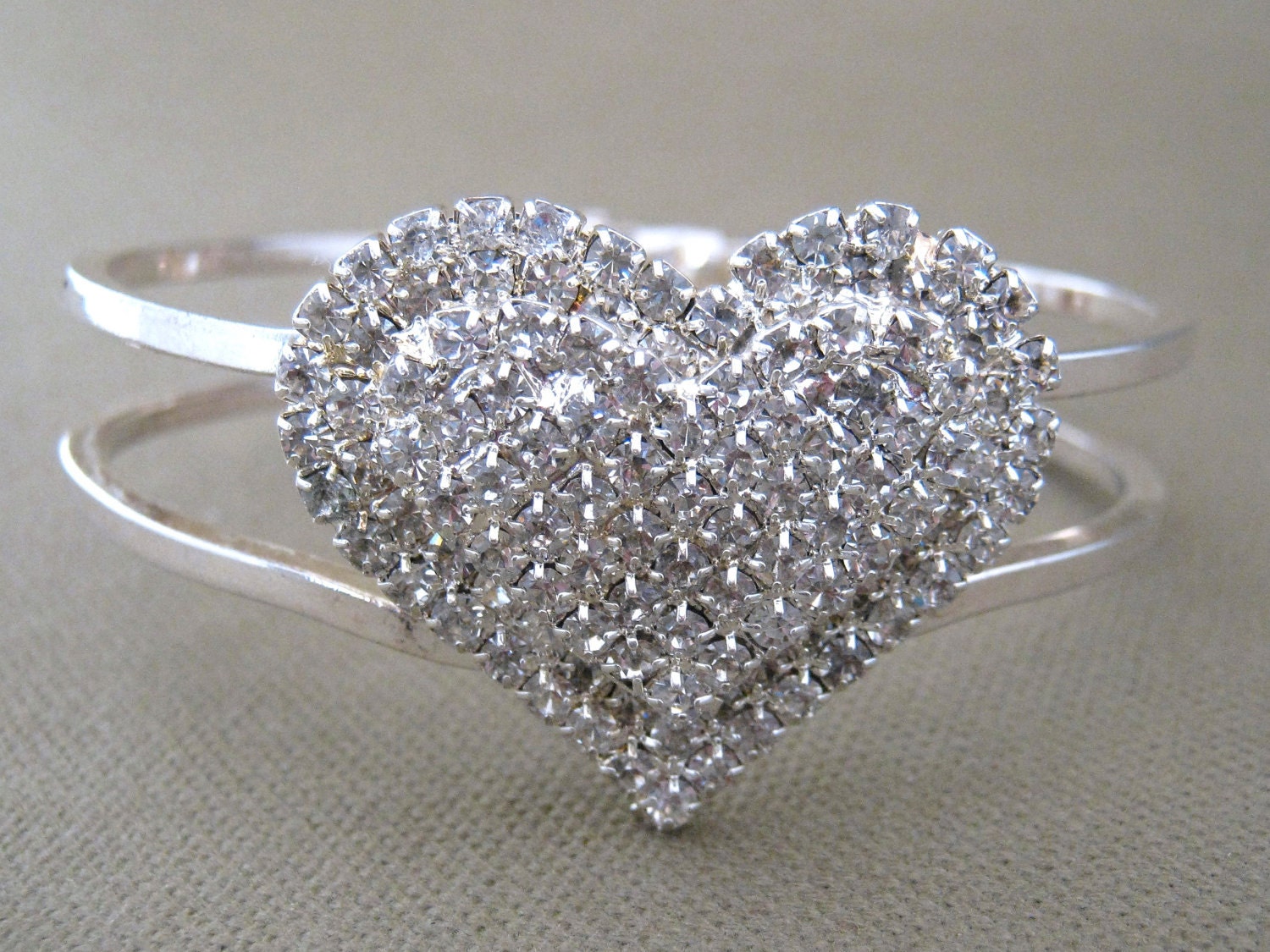 Rhinestone Heart Cuff Bracelet