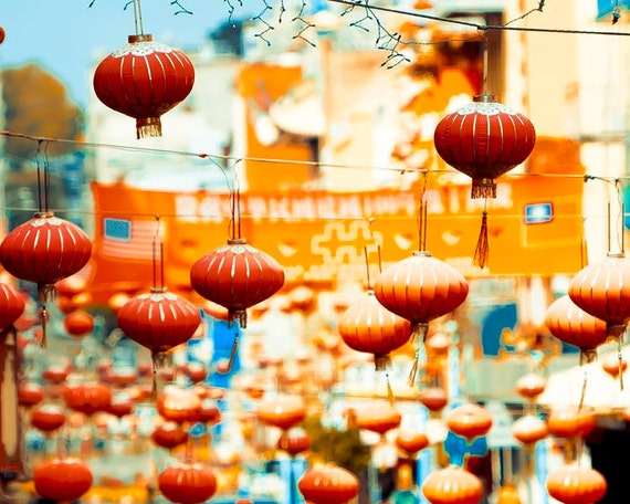 Chinese Lanterns in San Francisco California Chinatown Chinese New Year of the Dragon 2012 Colorful Festive asian decor , Travel Oht