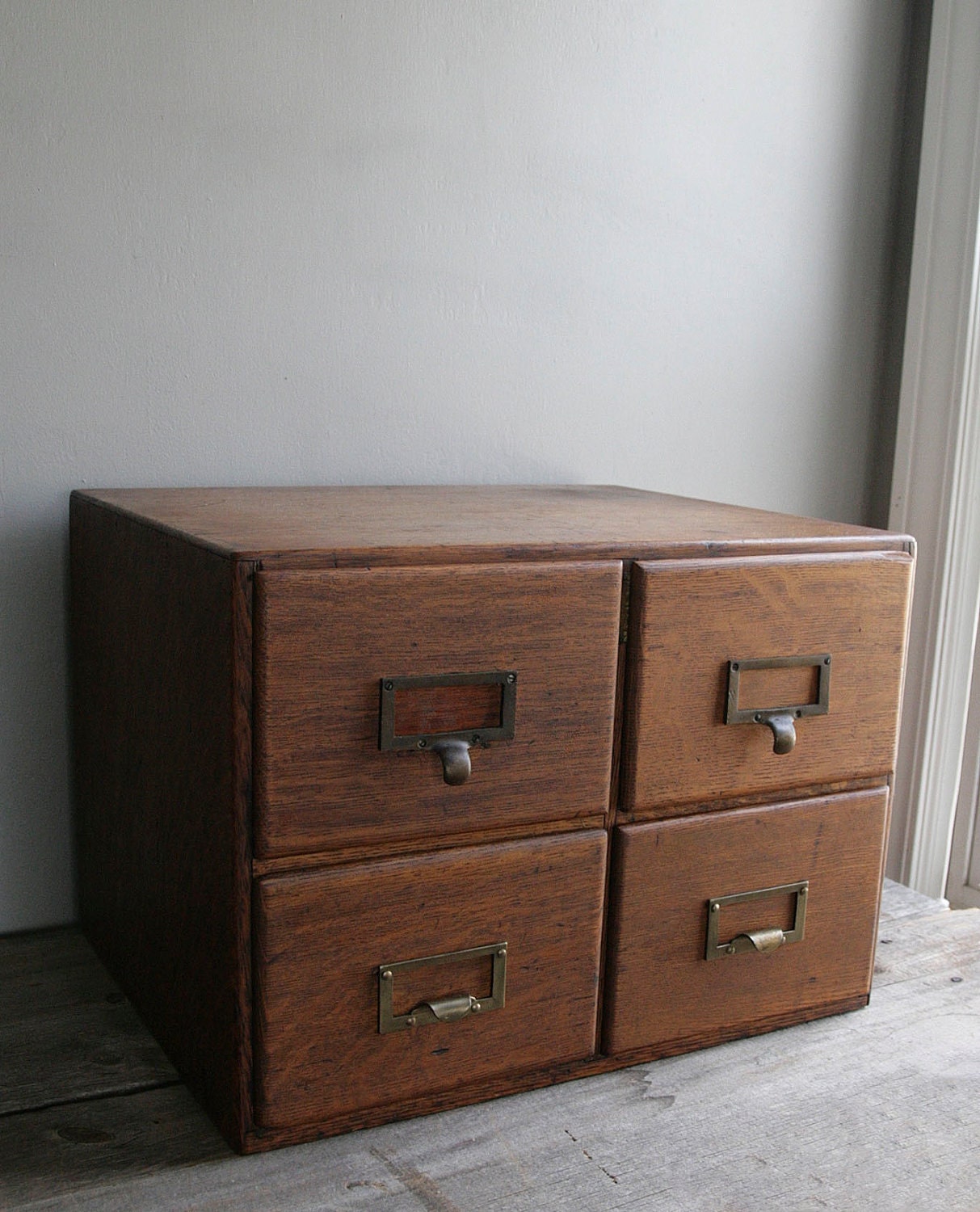 vintage oak card catalog file