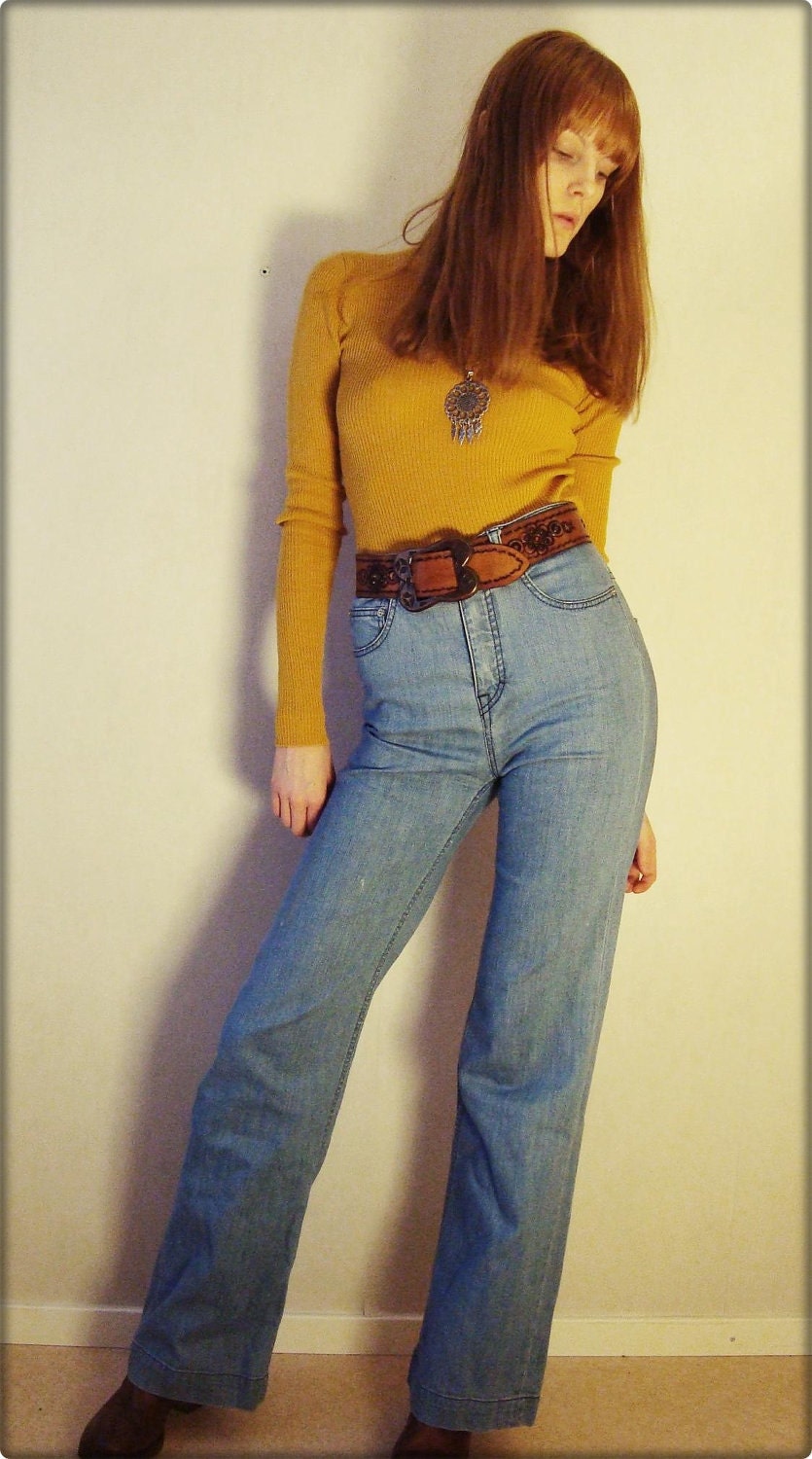 70s Groovy High Waisted Flare Jeans