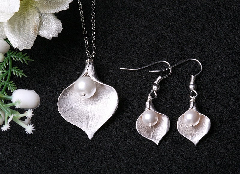 Bridesmaids GiftsJewelry Sets5 setsCalla Lily FlowerFlower Jewelry 