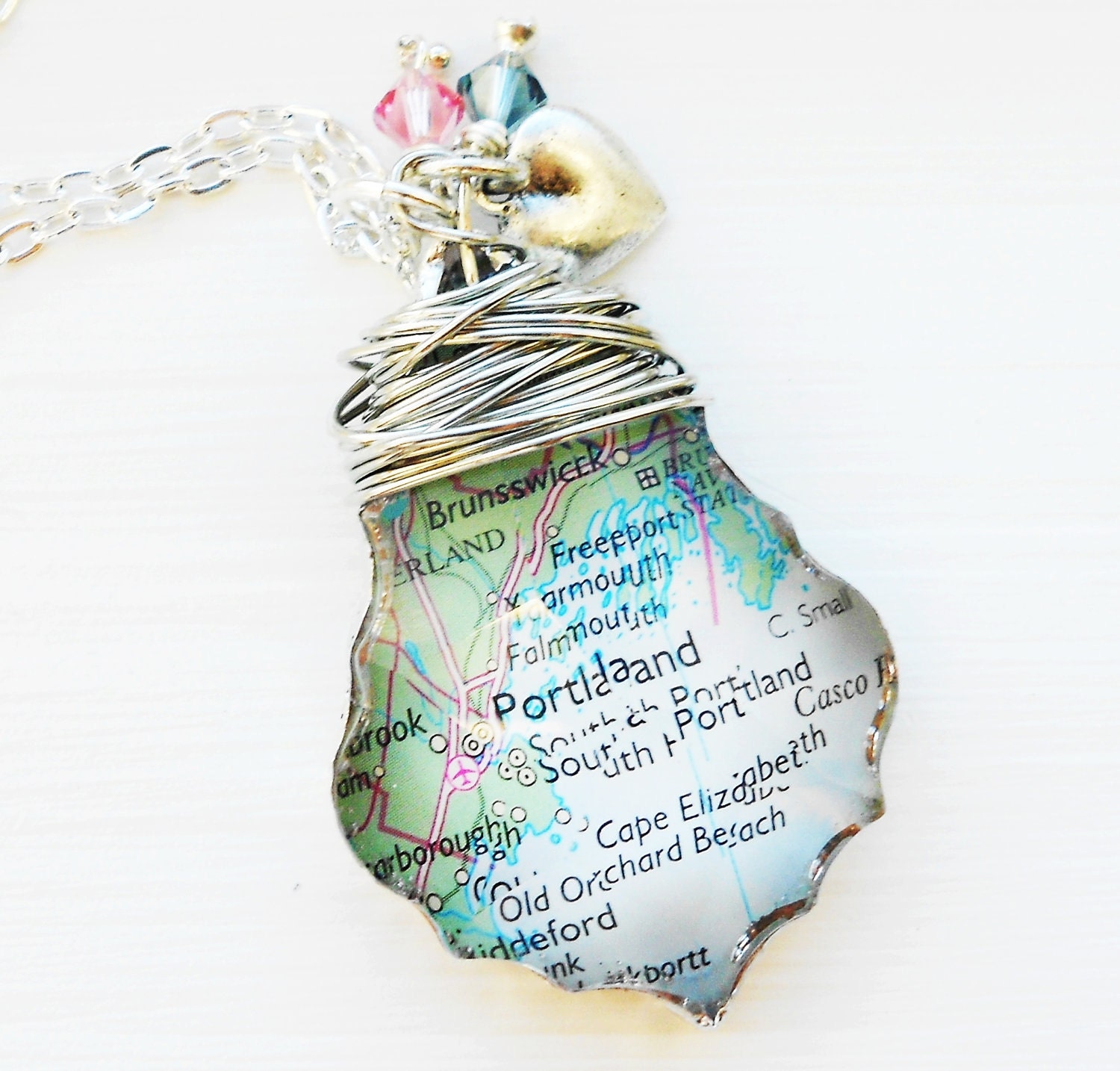 Custom Map Necklace You Pick the Place Great for Bride Anniversary Engagement