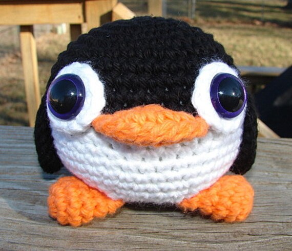 Irresistible Black and White Penguin with Lavendar Eyes