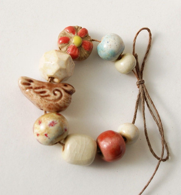 Early Birdy / Ceramic Bird and Bead Set