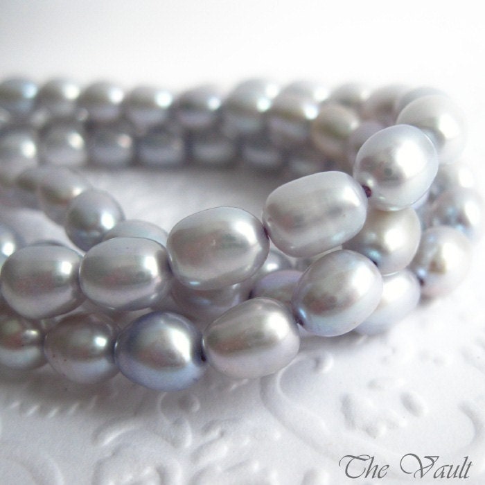 Pearls, rice, lavender blue, 6-6.5mm, 16 inch full strand