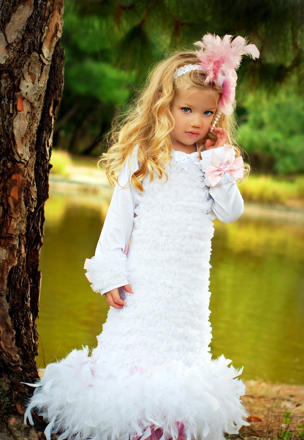 My Sweet Princess Vintage Chiffon Feather Dress-vintage, feather, dress, couture, portrait