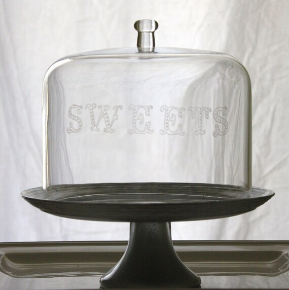 Etched Glass Cake Stand- 