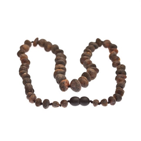 Raw Baltic amber teething necklace for your baby handmade knotted BS1