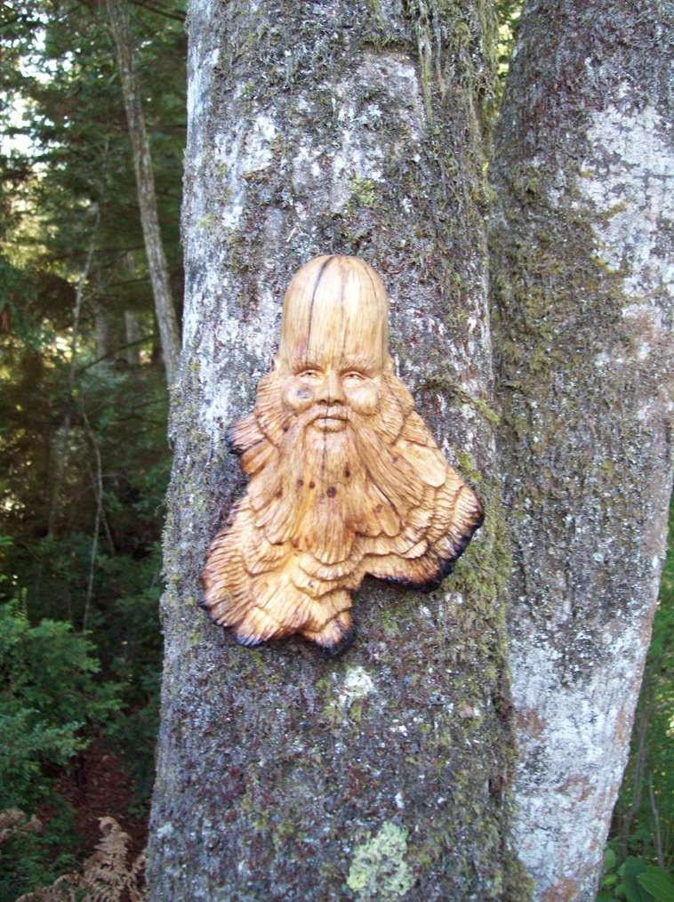 hand carved wood spirit-oak tree spirit-green man sculpture