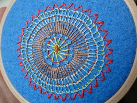 hand embroidered hoop art - freeform flower in 3 inch hoop by bo betsy - free shipping