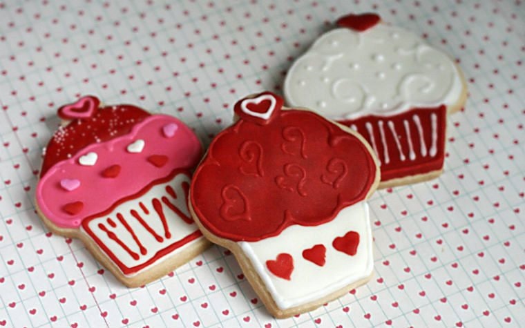 Large Homemade Vanilla "Valentine's Day" Cupcake Sugar Cookies (1 Dozen)
