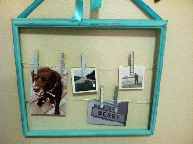 Teal Clothespin Photo Frame