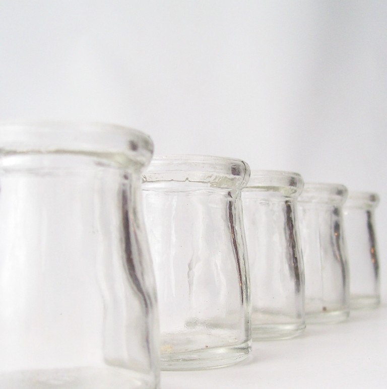 vintage clear glass bottles apothecary home decor lot of 5 small jars