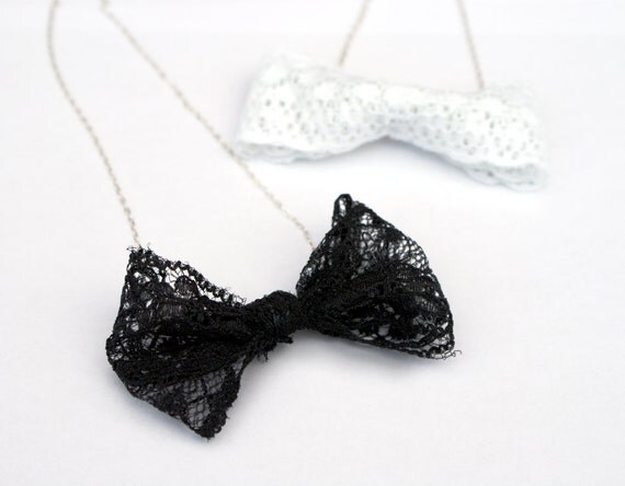 Lace Bow Tie Necklace, Black or White Choker, Perfect for Graduation or New Year