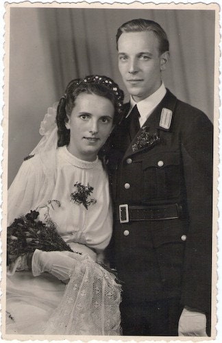 Vintage Photo Postcard Military Wedding