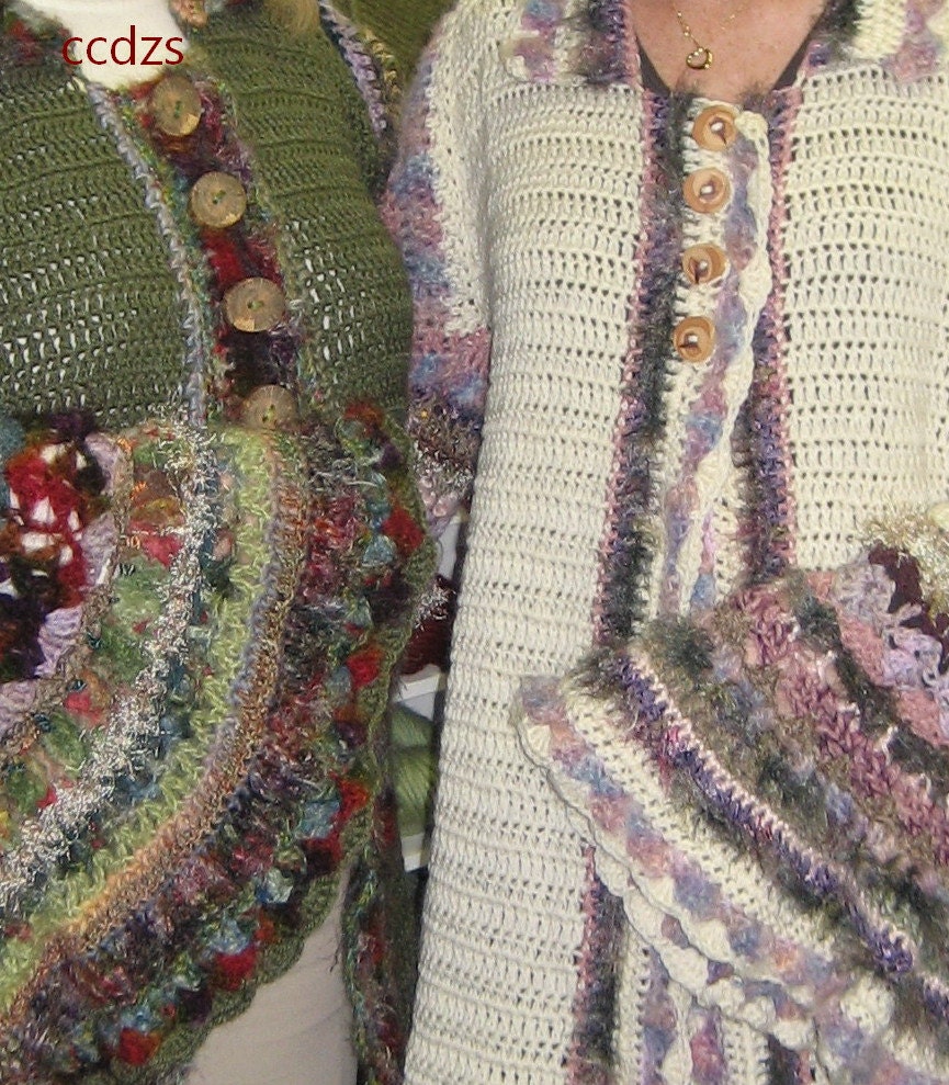 CCDZS Pattern Natural Fiber Dorothy's Technicolor Crocheted Sweater Dream Coat with Molly Weasley Sleeves, Reserved for Mary7491