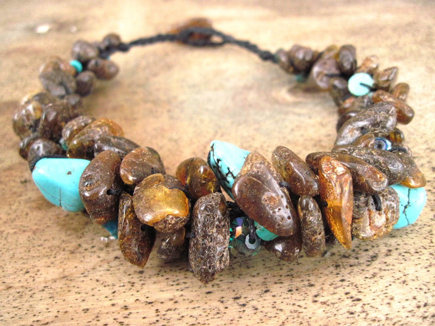 Raw Baltic Amber Natural Turquoise Necklace