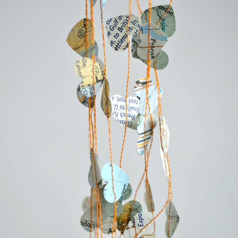 Tiny Hearts Paper Garland Orange