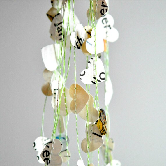 Tiny Hearts Paper Garland Vintage Storybook